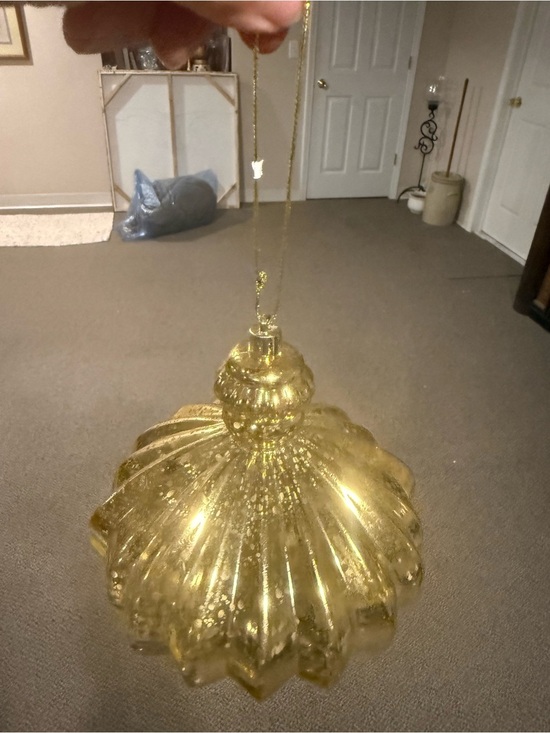 Vintage Pier 1 Gold Turnip Onion Christmas Ornaments Set of 9.